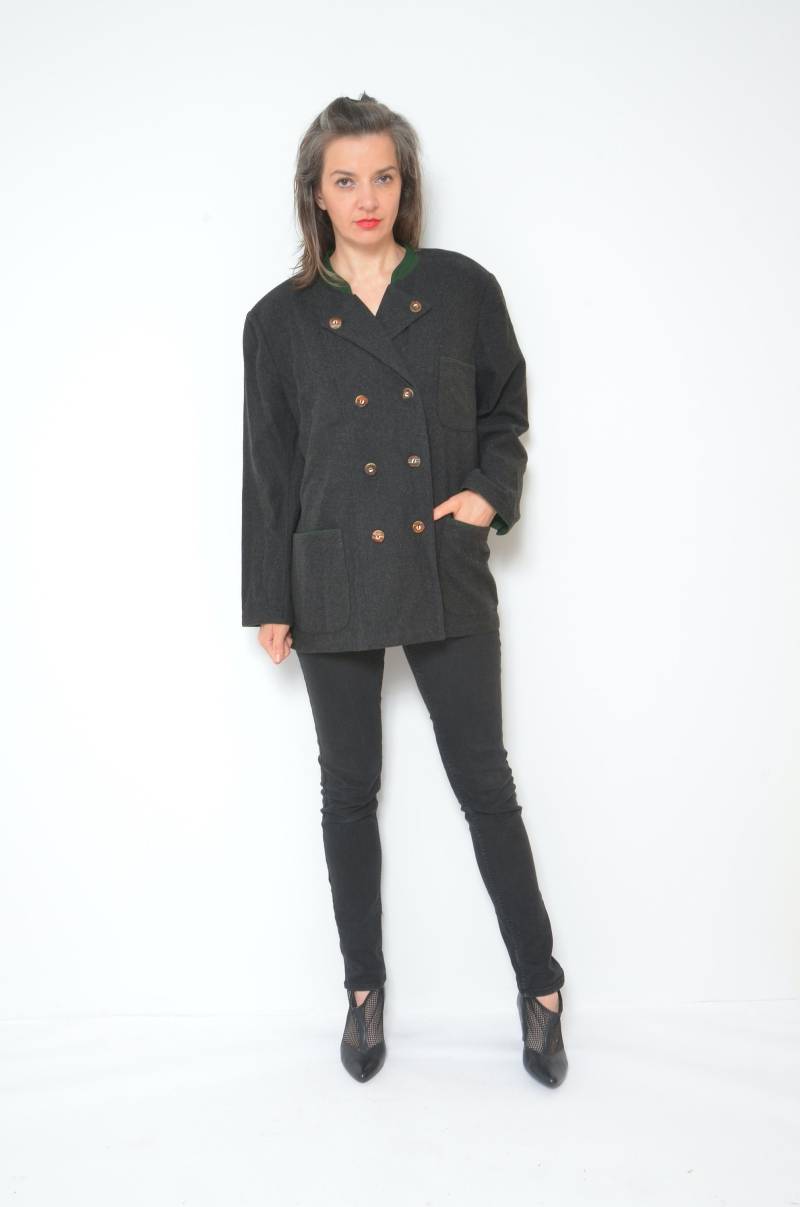 Vintage Merino Wolle Tiroler Blazer 80Er Jahre Folklore Jacke, Größe Xs/S von MikseStudio