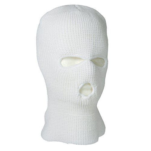 Mil-Tec Kopfhaube Balaclava • Sturmhaube 3-Loch atmungsaktiv • Gestrickte Sturmhaube Winter aus 100% Polyacryl • Outdoor Sturmhauben für Herren & Frauen • Balaclava für Motorrad & Ski • Farbe: Weiß von Mil-Tec
