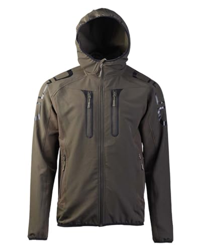 Mil-Tec Softshell-Jacke Dynamic Force Flex-Tech mit Kapuze • Softshelljacke Herren mit 4-Wege-Stretch • Wasserabweisende Funktionsjacke • Atmungsaktive Wanderjacke • Oliv/Schwarz, S–3XL von Mil-Tec