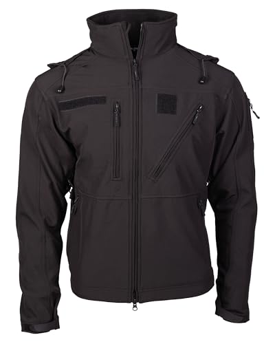 Mil-Tec Softshelljacke SCU 14 für Herren • Taktische Outdoor Funktionsjacke • Atmungsaktive, winddichte & wasserabweisende Übergangsjacke • Praktische Freizeitjacke oder Wanderjacke • Schwarz, XXL von Mil-Tec