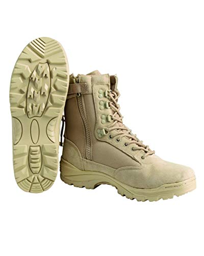 Mil-Tec Tactical Boot mit YKK® Zipper • Militärstiefel Herren • Als Outdoor Boot, Arbeitsstiefel, Wanderstiefel, Einsatzstiefel • Atmungsaktiv & angenehmer Komfort • Khaki, Größe: EU 37 von Mil-Tec