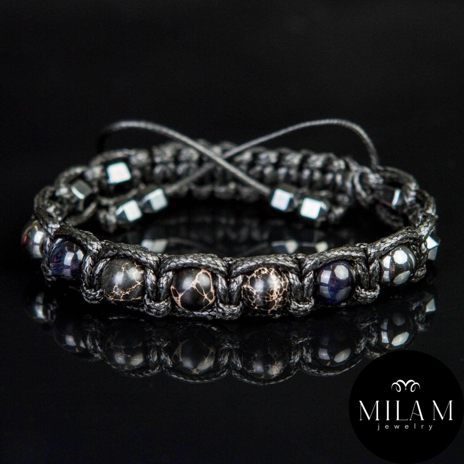 Herren Geflochtenes Armband Falkenauge, Imperial Jaspis, Hämatit Herren Geflochtenes Armband Falkenauge, Imperial Jaspis, Hämatit von MilaMJewelry
