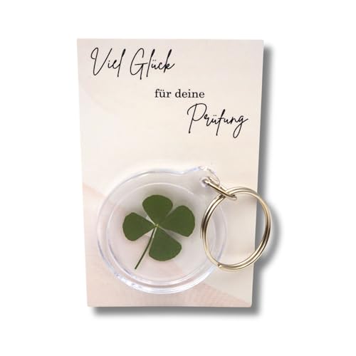 Milaboo® Glücksbringer Schlüsselanhänger mit echtem Kleeblatt und Karte – Geschenkfertig verpackt – Talisman für Glück und Mut (Prüfung) von Milaboo