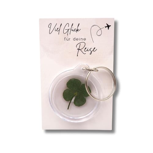 Milaboo® Glücksbringer Schlüsselanhänger mit echtem Kleeblatt und Karte – Geschenkfertig verpackt – Talisman für Glück und Mut (Reise) von Milaboo