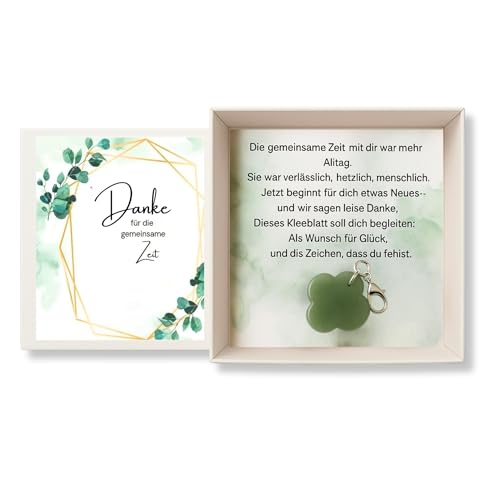 Milaboo® Handgefertigte Geschenkbox mit Kleeblatt-Anhänger – Glücksbringer mit Botschaft (Abschied Kollegen - Aventurine) von Milaboo