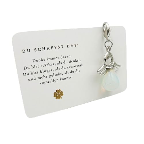 Milaboo® Schutzengel Schlüsselanhänger mit Edelstein und Karte I Glücksbringer in Geschenkverpackung handgefertigt I Geschenk für Besondere Anlässe (Du schaffst das) von Milaboo