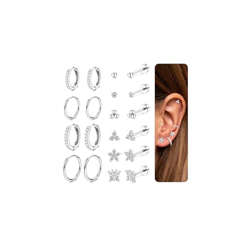 MILACOLATO 10 Paar Ohrringe Gold Set 18K Vergoldeter Ohrringe Ohrstecker Chirurgenstahl Wasserfest Ohrringe Hypoallergene Gesundheitsstecker Ohrringe Gold Creolen Silber Klein Damen Helix Piercing-G von Milacolato