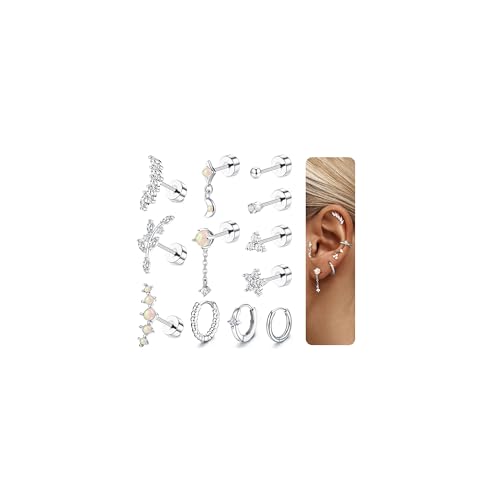 MILACOLATO 12Pcs Helix Piercings Chirurgenstahl Ohrringe Piercing Ohr Gold Silber Flatback Ohrstecker Klein Knorpel Ohrringe Creolen Gold Hypoallergen Rook Tragus Conch Helix Piercing Für Damen-BS MILACOLATO 12Pcs Helix Piercings Chirurgenstahl Ohrringe Piercing Ohr Gold Silber Flatback Ohrstecker Klein Knorpel Ohrringe Creolen Gold Hypoallergen Rook Tragus Conch Helix Piercing Für Damen-BS von Milacolato