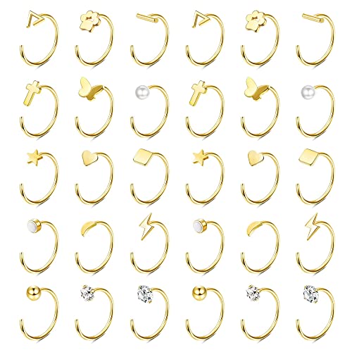 MILACOLATO 15Paar Creolen Set Edelstahl Piercing Ohr Klein Halb Huggie Creolen Ohrringe Mini Kugel Stab Stern Mond Herz Schmetterling Punkt CZ Ohrstecker Ohrknorpel Piercing Schmuck Gold MILACOLATO 15Paar Creolen Set Edelstahl Piercing Ohr Klein Halb Huggie Creolen Ohrringe Mini Kugel Stab Stern Mond Herz Schmetterling Punkt CZ Ohrstecker Ohrknorpel Piercing Schmuck Gold von Milacolato