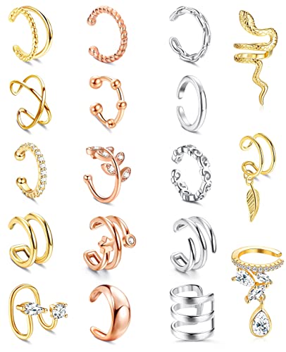 MILACOLATO 18 Pcs Ear Cuff Ohrringe Piercing Für Frauen Clip On Wrap Manschette Ohrringe Clip Auf Knorpel Helix Wrap Ohr Ohrklemme Ohrring Set Für Damen MIX von Milacolato