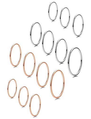 Milacolato 1mm Edelstahl Stapelringe für Damen | Dünne Goldene Glattbandringe | Kombinierbare Knöchelringe Daumen Pinky Midi Ringe Größe 3/4/5/6/7/8/9 Silber RosaGold von Milacolato