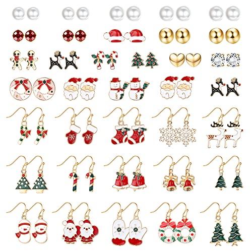 MILACOLATO 36 Paare Ohrringe Weihnachten Damen Christmas Ohrringe Set Weihnachtsohrringe Damen Ohrringe Für Frauen Mädchen Urlaub Ohrringe Hängend Ohrringe Nette Weihnachtsfeier Schmuck von Milacolato