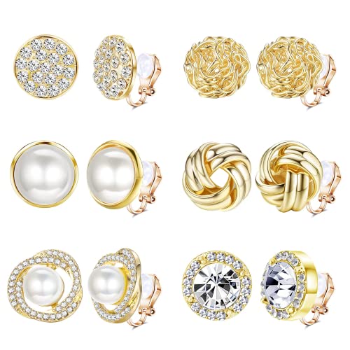 MILACOLATO Clip Auf Ohrringe - 6 Paare Cubic Zirkonia Perle Knoten Twist Clip Auf Ohrringe, Nicht Pierced für Frauen & Mädchen MILACOLATO Clip Auf Ohrringe - 6 Paare Cubic Zirkonia Perle Knoten Twist Clip Auf Ohrringe, Nicht Pierced für Frauen & Mädchen von Milacolato