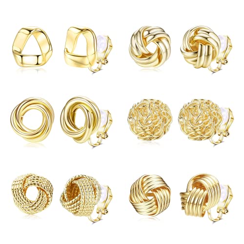 MILACOLATO 6 Paare Clip Auf Ohrringe Cubic Zirkonia Perle Knoten Twist Clip Auf Ohrringe Nicht Pierced für Frauen Mädchen Clip Ohrringe Set von Milacolato