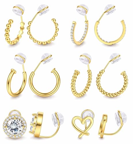 MILACOLATO 6 Paare Clip Creolen für Damen 14K Gold Plattiert Gefälschte Ohrringe Herz CZ Twist Klipp Ohrclips Ohne Ohrlöcher MILACOLATO 6 Paare Clip Creolen für Damen 14K Gold Plattiert Gefälschte Ohrringe Herz CZ Twist Klipp Ohrclips Ohne Ohrlöcher von Milacolato