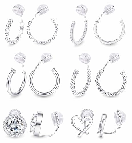 MILACOLATO 6 Paare Clip Creolen für Damen - Silber Plattiert Ohrringe Gefälschte Herz CZ Twist Klipp Ohrclips Ohne Ohrlöcher MILACOLATO 6 Paare Clip Creolen für Damen - Silber Plattiert Ohrringe Gefälschte Herz CZ Twist Klipp Ohrclips Ohne Ohrlöcher von Milacolato