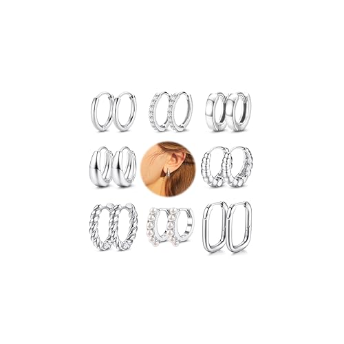 MILACOLATO 9 Paare Creolen Gold Ohrringe Damen 14k Echt Vergoldete Ohrringe Creolen Hypoallergene Gold Chunky Ohrringe Gold Set Leichte kleine Silber/Gold Creolen Stapelbare Ohrringe Gold Wasserfest-S MILACOLATO 9 Paare Creolen Gold Ohrringe Damen 14k Echt Vergoldete Ohrringe Creolen Hypoallergene Gold Chunky Ohrringe Gold Set Leichte kleine Silber/Gold Creolen Stapelbare Ohrringe Gold Wasserfest-S von Milacolato