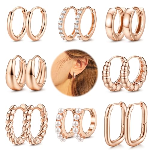 MILACOLATO Damen Gold Creolen 14k Echt Vergoldete Koscher Hypoallergene Chunky Stapelbare Wasserfest von Milacolato