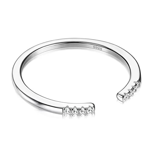 Milacolato 925 Silber Eheringe Ringe Für Damen Herren, Intarsien Zirkonia Hochzeit Verlobungsringe Verstellbar, 1Pc Versprechen Engagement Für Pärchen, Offene Stapelringe Schmuck Mit Geschenkbox dünn von Milacolato