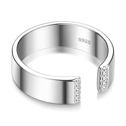 Milacolato 925 Silber Eheringe Ringe Für Damen Herren, Intarsien Zirkonia Hochzeit Verlobungsringe Verstellbar, 1Pc Versprechen Engagement Für Pärchen, Offene Stapelringe Schmuck Mit Geschenkbox dick von Milacolato