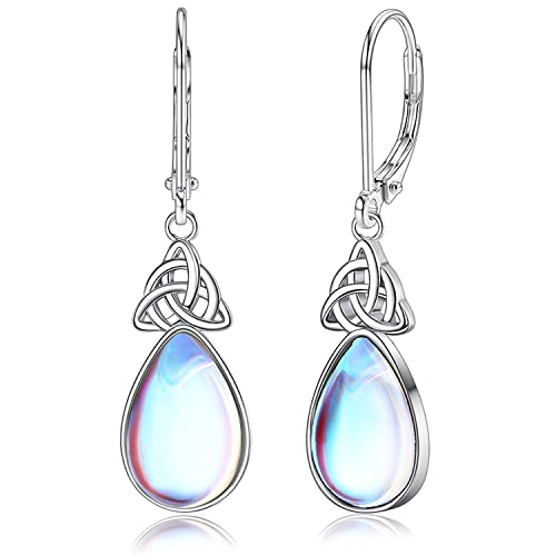 MILACOLATO 925 Silber Ohrringe Für Damen Mädchen, Regenbogen Mondstein Hängend Leverback Creolen Ohrringe, Keltisches Dreieck Tropfen Mondstein Ohrringe Hypoallergener Schmuck SA MILACOLATO 925 Silber Ohrringe Für Damen Mädchen, Regenbogen Mondstein Hängend Leverback Creolen Ohrringe, Keltisches Dreieck Tropfen Mondstein Ohrringe Hypoallergener Schmuck SA von Milacolato