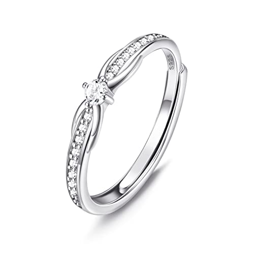 Milacolato 925 Silber Eheringe Ringe Damen Frauen Verstellbare Stapelringe Verlobungsring Trauringe Für Sie Zirkonia Unendlichkeitszeichen Halbe Ewigkeit Engagement Ring Schmuck Mit Geschenkbox RingA von Milacolato