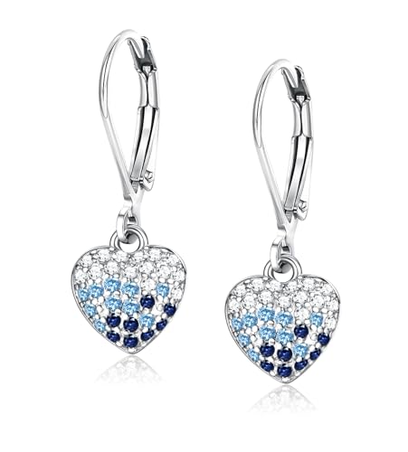 MILACOLATO 925 Sterling Silber Herz Ohrringe Sterling Silber Hängeohrringe für Damen und Mädchen Klappcreolen Herzförmige Hängeohrringe von Milacolato
