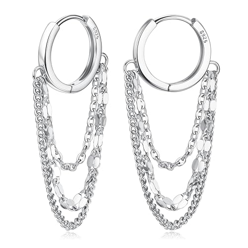 MILACOLATO Silber Ohrringe Damen 925 Kette Creolen Für Frauen 14 Karat Weißvergoldete Huggie Hochglanzpolierte Hypoallergene Ohrringe Für Mädchen MILACOLATO Silber Ohrringe Damen 925 Kette Creolen Für Frauen 14 Karat Weißvergoldete Huggie Hochglanzpolierte Hypoallergene Ohrringe Für Mädchen von Milacolato