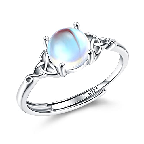 Milacolato 925 Silber Mondstein Ring Für Damen Frauen Offen Verstellbar Mondstein Ringe Silber Vintage Keltisches Dreieck Zirkonia Ring Oval Rund Herz Edelstein Ring Schmuck Für Sie Mit Geschenkbox von Milacolato