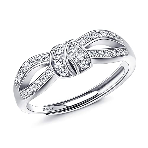 Milacolato Ring Silber 925 Damen Mädchen Zirkonia Offenes Verstellbares Versprechen Ring Liebesknoten Ringe Verlobungsring Jubiläum Ehering Ringe Frauen Schmuck Geschenk von Milacolato