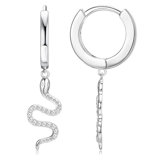 Milacolato Creolen mit Anhänger Silber 925 Hypoallergene Huggie Creolen Ohrringe Hängend mit Schlange Anhänger Tropfen Ohrringe Damen Milacolato Creolen mit Anhänger Silber 925 Hypoallergene Huggie Creolen Ohrringe Hängend mit Schlange Anhänger Tropfen Ohrringe Damen von Milacolato