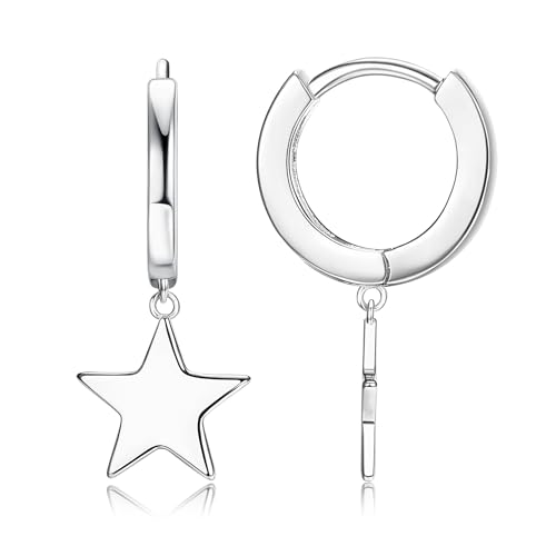 Milacolato Creolen mit Anhänger Silber 925 Hypoallergene Huggie Creolen Ohrringe Hängend mit Stern Anhänger Tropfen Ohrringe Damen Milacolato Creolen mit Anhänger Silber 925 Hypoallergene Huggie Creolen Ohrringe Hängend mit Stern Anhänger Tropfen Ohrringe Damen von Milacolato