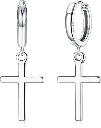 MILACOLATO Kreuz Creolen Silber 925 für Damen Kreuz Ohrringe 18K Vergoldet Pave CZ Manschette Ohrringe Huggie Ohrringe Baumeln Zirkonia Dangly Ohrringe für erren Mädchen von Milacolato