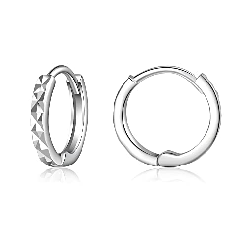 MILACOLATO Creolen Silber 925 Sterling Ohrringe Damen Kleine Ohrringe 14K Gold Hypoallergene Geometrische Kreis Leichte Huggie Hoops Ohrringe Für Frauen Mädchen 10mm Silber von Milacolato