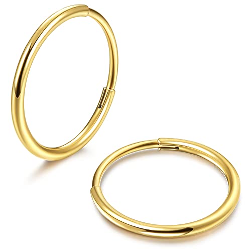 MILACOLATO G23 Titan Creolen für Damen Herren Hypoallergenes Leichtgewicht in Implantatqualität für Teenager Huggie Creolen Kleine Creolen Gold 12mm von Milacolato