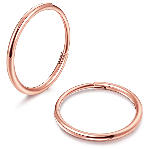 MILACOLATO G23 Titan Creolen für Damen Herren Hypoallergenes Leichtgewicht in Implantatqualität für Teenager Huggie Creolen Kleine Creolen Roségold 8mm von Milacolato