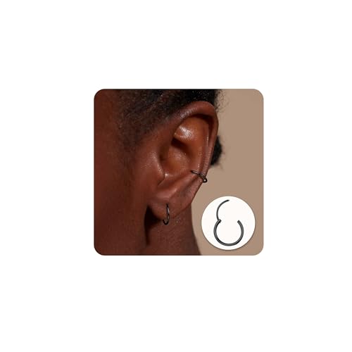 MILACOLATO G23 Titan Creolen für Damen Herren Hypoallergenes Kleine Creolen Schwarz Piercing Ohr Helix Piercings Knorpel Daith Tragus Septum Piercing Ring 10mm von Milacolato