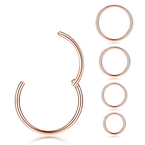 MILACOLATO G23 Titan Nasenpiercing 16G 18G 20G Scharnierende Septum Nasenringe für Damen Männer Clicker Knorpel Ohrringe Daith Helix Tragus Conch Piercing Schwarz/Roségold/Silber/Gold Nasenring 6-10mm von Milacolato