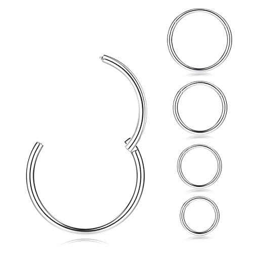 MILACOLATO G23 Titan Nasenpiercing 16G 18G 20G Scharnierende Septum Nasenringe für Damen Männer Clicker Knorpel Ohrringe Daith Helix Tragus Conch Piercing Schwarz/Roségold/Silber/Gold Nasenring 6-10mm von Milacolato