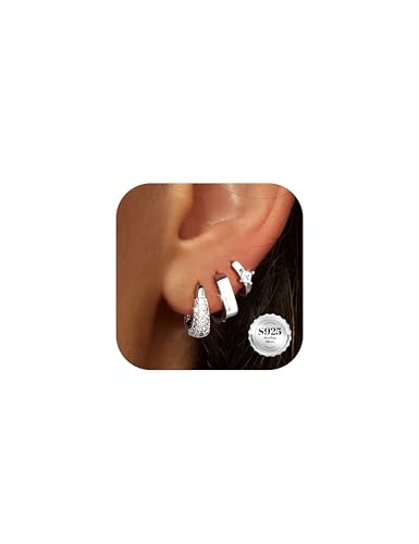 MILACOLATO 3 Paar Ohrringe Gold Creolen & Silber 925 Set 18K Vergoldet Hypoallergen Goldene Ohrringe Damen Huggie Klein Creolen Gold/Silber Ohrringe Stapelbar für Piercing Ohr-BS MILACOLATO 3 Paar Ohrringe Gold Creolen & Silber 925 Set 18K Vergoldet Hypoallergen Goldene Ohrringe Damen Huggie Klein Creolen Gold/Silber Ohrringe Stapelbar für Piercing Ohr-BS von Milacolato