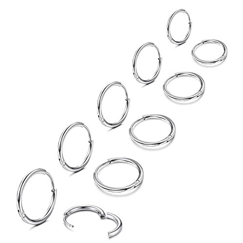 MILACOLATO Kleine Creolen Ohrringe für Damen Herren Chirurgenstahl Knorpel Huggie Ohrringe Snug Lobe Nase Lippen Daith Helix Piercing Schmuck Winzige Hoop Hinged Schläferohrringe Silber von Milacolato