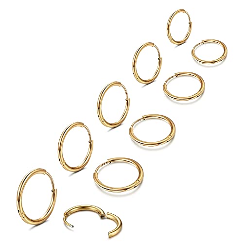 MILACOLATO Kleine Creolen Ohrringe für Damen Herren Chirurgenstahl Knorpel Huggie Ohrringe Snug Lobe Nase Lippen Daith Helix Piercing Schmuck Winzige Hoop Hinged Schläferohrringe Gold von Milacolato