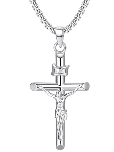Milacolato 925 Sterling Silber Kreuz Anhänger Jesus Kreuz Halskette für Männer Damen Christliches Kreuz Amulett Religiöser Schmuck Heilige Schutzkette Milacolato 925 Sterling Silber Kreuz Anhänger Jesus Kreuz Halskette für Männer Damen Christliches Kreuz Amulett Religiöser Schmuck Heilige Schutzkette von Milacolato