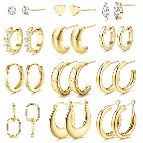MILACOLATO Ohrringe Creolen Ohrstecker Gold für Damen Silber 14K Vergoldet Creolen Klein Kleine Hypoallergen Mittelgroß Herz Chirurgenstahl Damenohrringe Ohrringe Schmuck Damen Gold von Milacolato