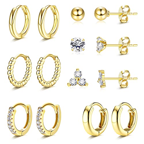 MILACOLATO Ohrringe Damen Gold Huggie Creolen Ohrringe Für Frauen 14k VerGoldet Hoop Und Ohrstecker Ohrringe Set Hypoallergen Tiny CZ Ball Ohrringe Knorpel Ohrringe Für Frauen Gold von Milacolato