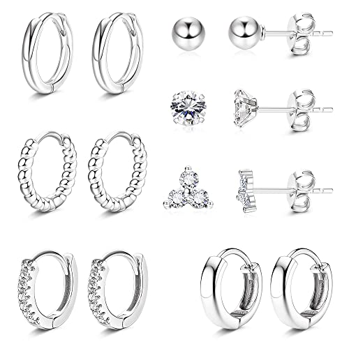 MILACOLATO Ohrringe Damen Gold Huggie Creolen Ohrringe Für Frauen 14k VerGoldet Hoop Und Ohrstecker Ohrringe Set Hypoallergen Tiny CZ Ball Ohrringe Knorpel Ohrringe Für Frauen Silber von Milacolato