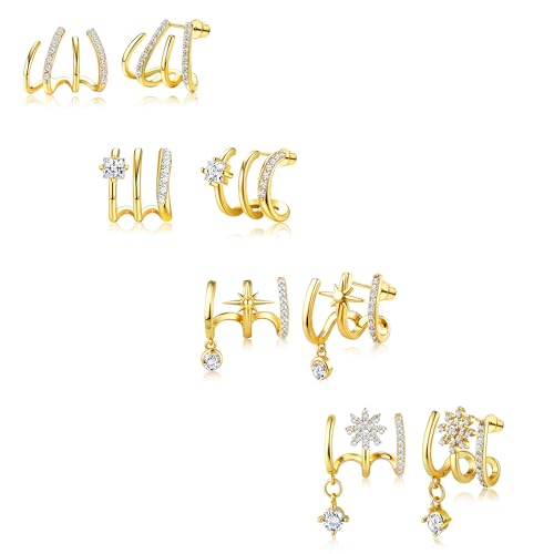 MILACOLATO Klaue Claw Ohrringes Gold Sterling Silber für Damen Claw Ohrring Silber 14 Karat Vergoldete Goldene Ohrringe Ohrstecker Damenohrringe für Frauen von Milacolato