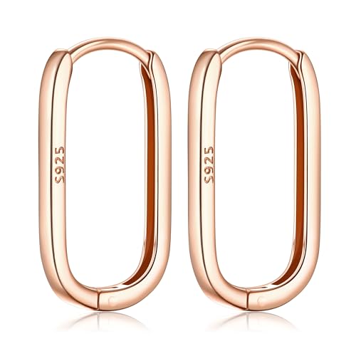 MILACOLATO Ohrringe Silber 925 U Creolen Silber 925 Silber Ohrringe Damen 925 18 Karat Weißvergoldet Hypoallergener Creolen Ohrring für Frauen Mädchen RoseGold von Milacolato
