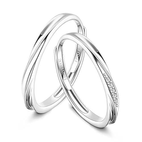 Milacolato Partnerringe 925 Sterling Silber Ringe Damen Diamant Hochzeit Eternity Verlobungsringe Für ihn Und er Sets Bff Ring Mobius Ring Freundschaftsringe Couple Geschenke von Milacolato