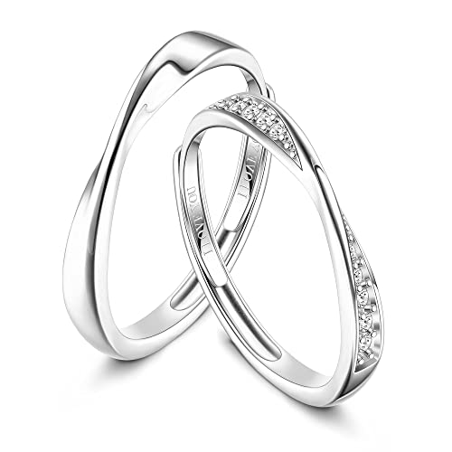 Milacolato Partnerringe 925 Sterling Silber Ringe Damen Diamant Hochzeit Eternity Verlobungsringe Für ihn Und er Sets Bff Ring Mobius Ring Freundschaftsringe Couple Geschenke von Milacolato